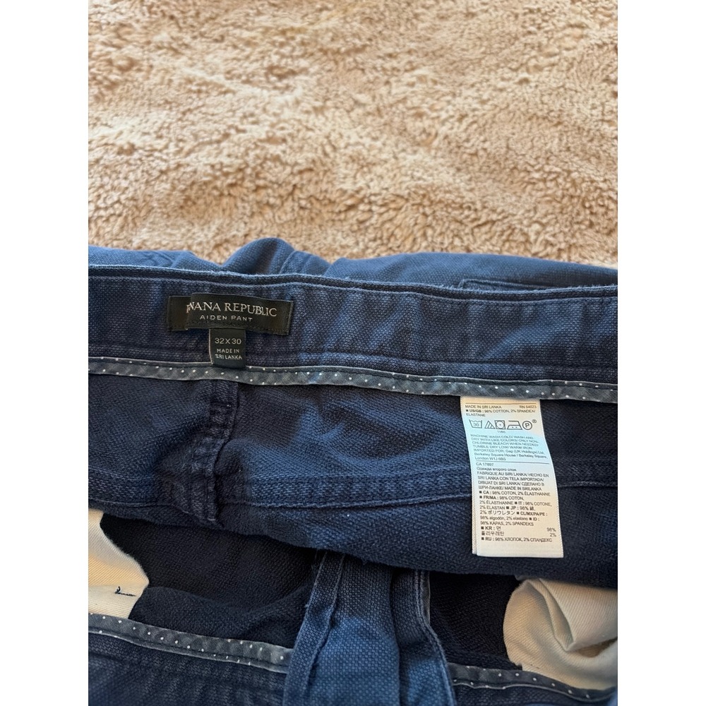 Banana Republic Aiden Slim Fit Chino Pants Mens 32x30 Navy Blue Cotton Stretch - Picture 5 of 7